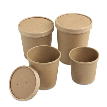 Caixas redondas de papel kraft para sopa
